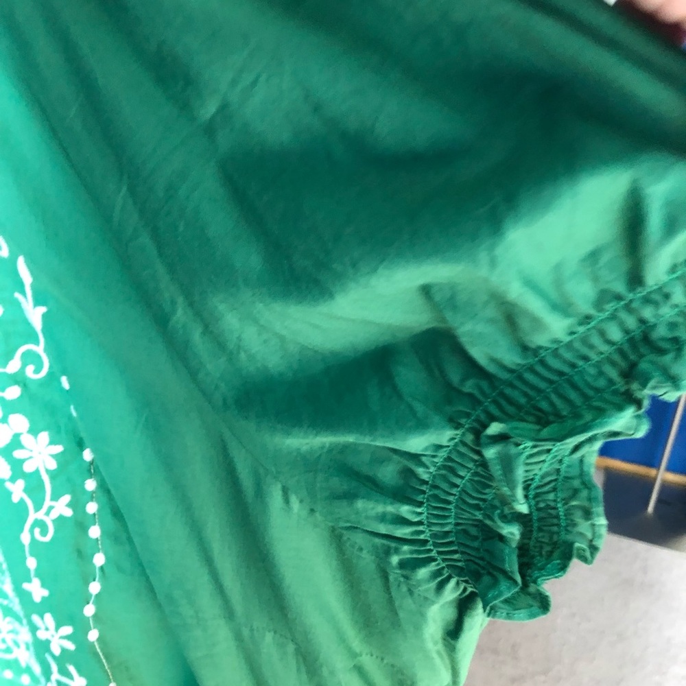 Green embroidered dress